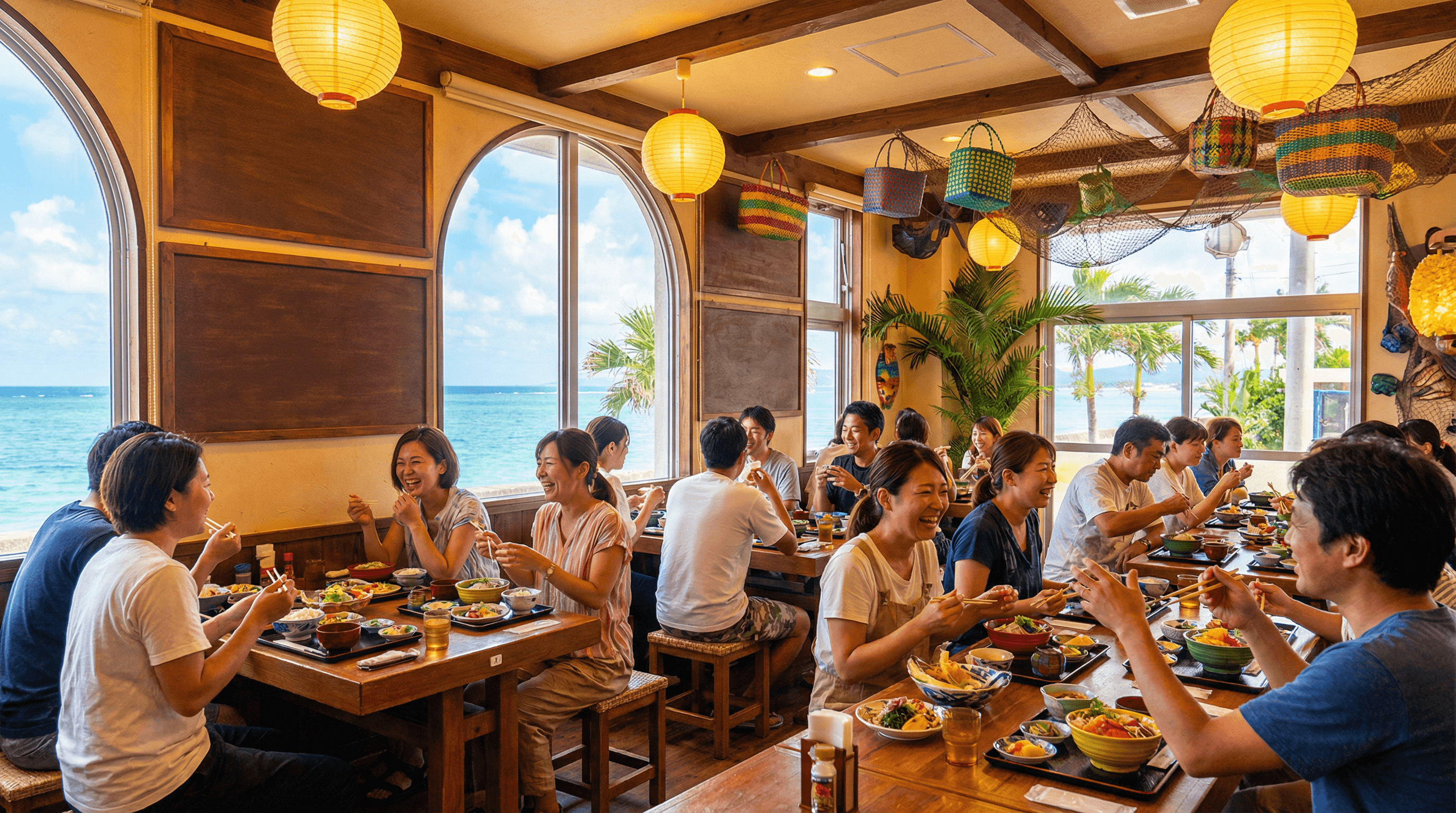 沖縄宮古島の活気ある飲食店